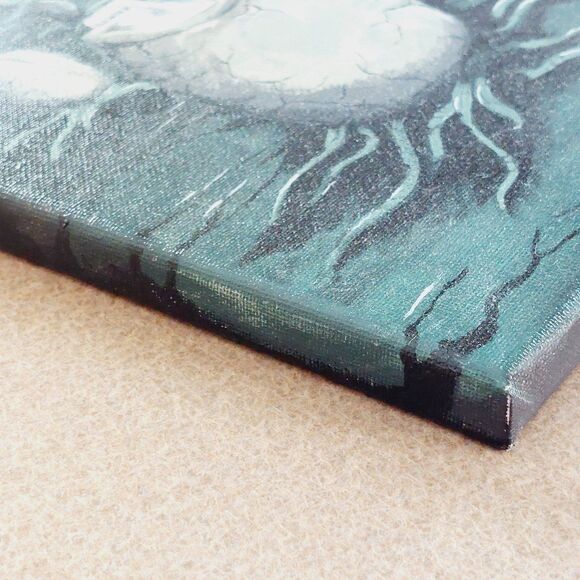 Hand Painted Original Alien Hatching Xenomorph Egg Horror Art Painting 8x10" - Picture 7 of 9